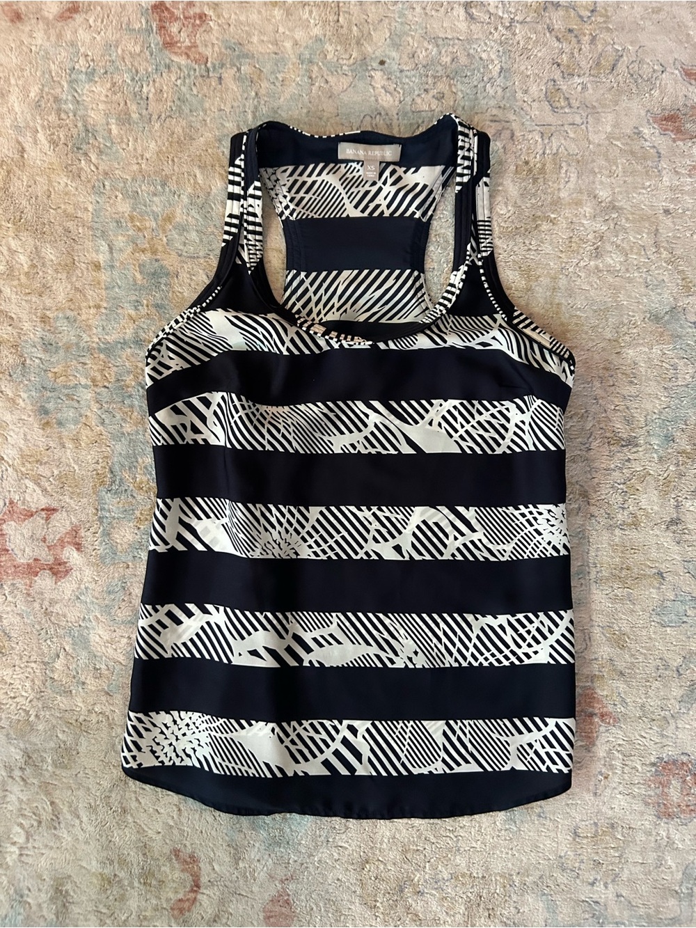 Banana Republic Black and White Striped Racerback Tank Top